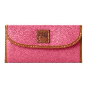 Dooney & Bourke Continental Wallet Pink & Tan Genuine Pebble Leather NWOT
